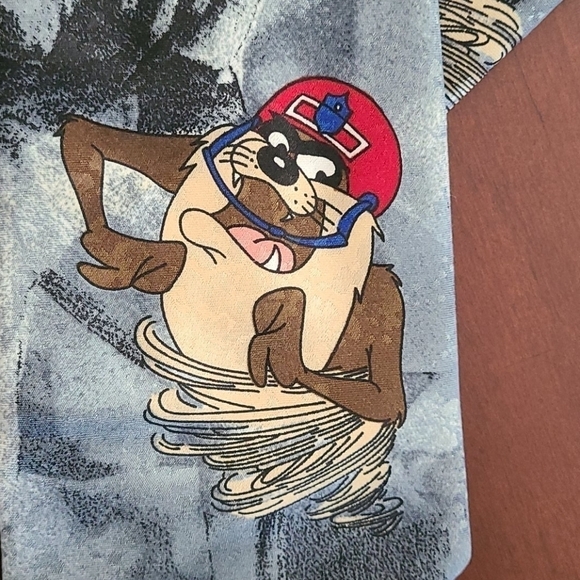 VINTAGE SILK Grey Men's Looney Tunes Warner Brothers Tie - Picture 7 of 7
